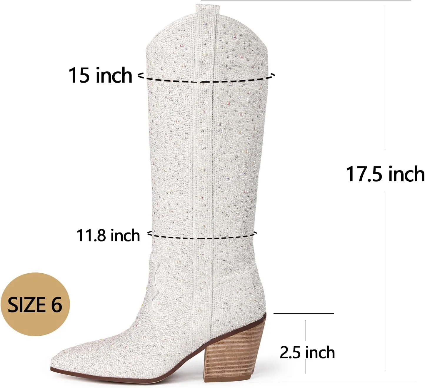 Ouepiano Women's Cowgirl Ankle Boots Western Rhinestones Pointed Toe Low Chunky Heel Pull On Short Cowboy Boots for Women,Girl,Party