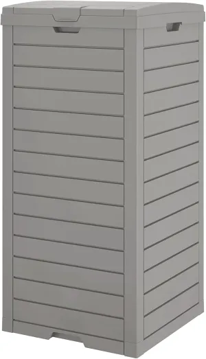Outdoor Trash Can, 31 Gallon Garbage Can with Tiered Lid and Drip Tray, Waterproof Resin Patio Waste Bin for Garden, Backyard, Deck