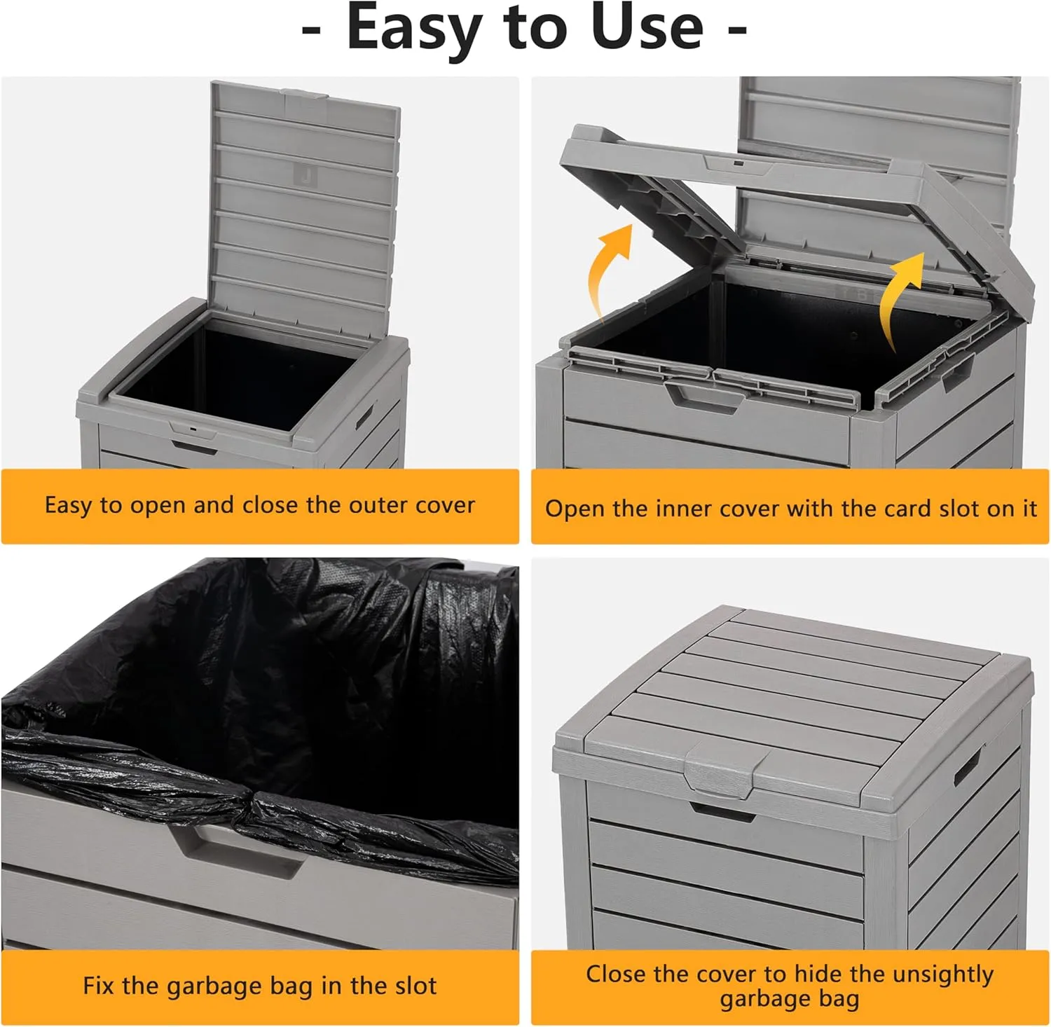 Outdoor Trash Can, 31 Gallon Garbage Can with Tiered Lid and Drip Tray, Waterproof Resin Patio Waste Bin for Garden, Backyard, Deck