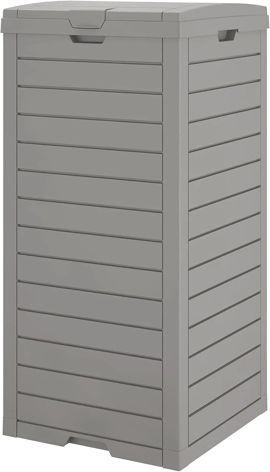Outdoor Trash Can, 31 Gallon Garbage Can with Tiered Lid and Drip Tray, Waterproof Resin Patio Waste Bin for Garden, Backyard, Deck