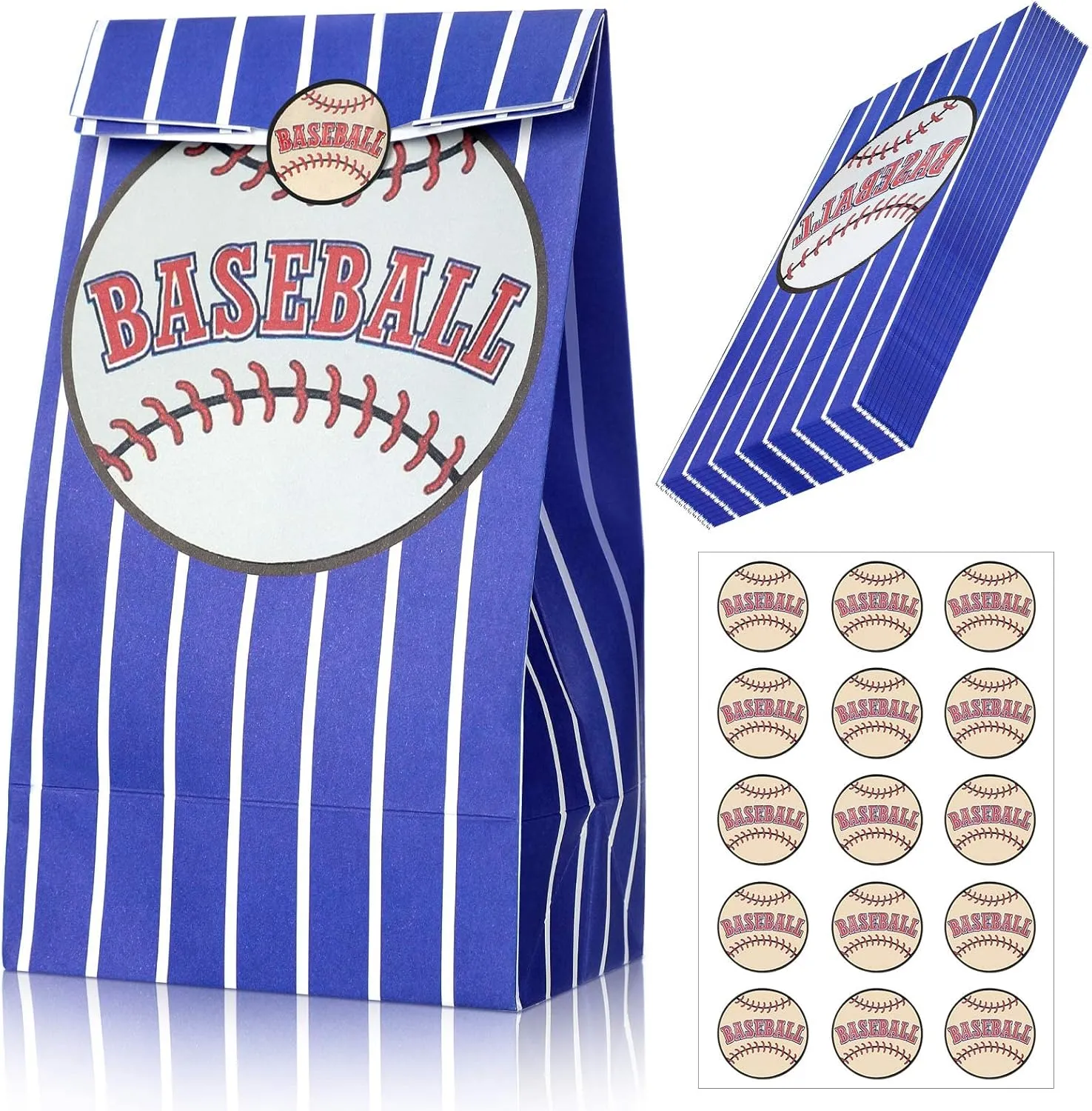 Outus 30 Pcs Baseball Party Gift Bags Baseball Goodie Bags Favors Sport Theme Party Favor for Team Birthday Decoration Presents Packing Candy Snack Goodie Storage