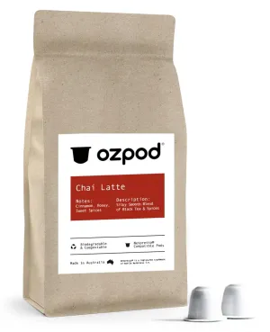 OzPod Chai Tea Capsules for Nespresso, Premium Pods, 100% Compostable and Biodegradable from Australia, Compatible with Nespresso Original, 40 Single Serve Cups, Fair Trade