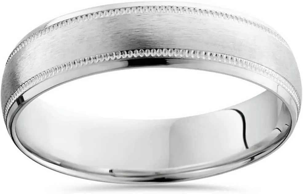 P3 POMPEII3 Mens 6mm Platinum Wedding Band Brushed Comfort Fit Ring