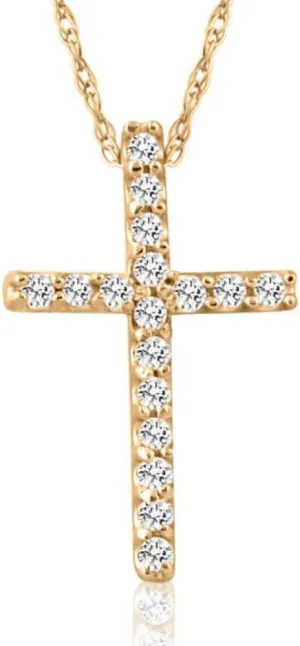 P3 POMPEII3 Pompeii 1/10ct Diamond Cross Pendant 10K Yellow Gold