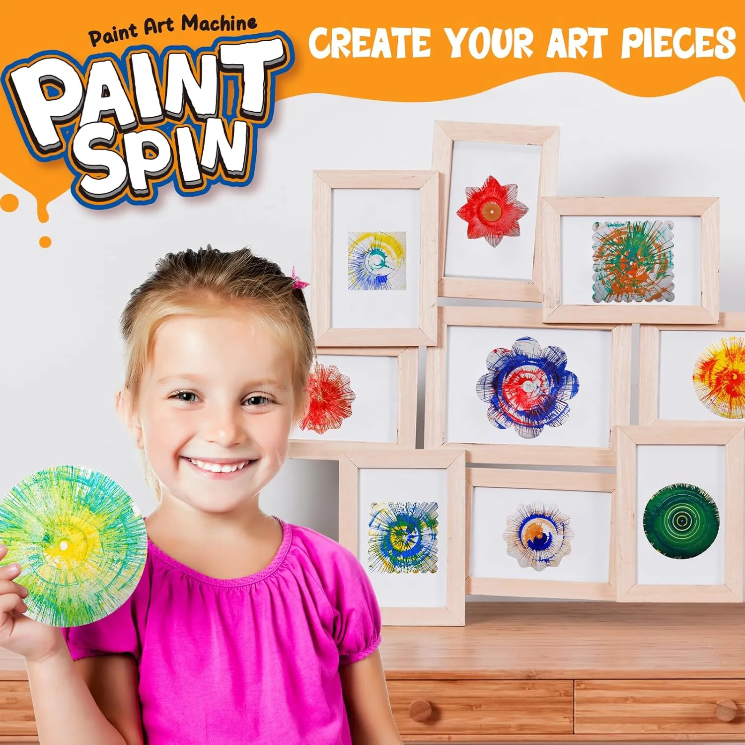 Paint Spin Art Machine Kit for Kids, Arts & Crafts Painting Spinner Toys Kits Sets for Boys & Girls Ages 6 7 8 9 Year Old Blue