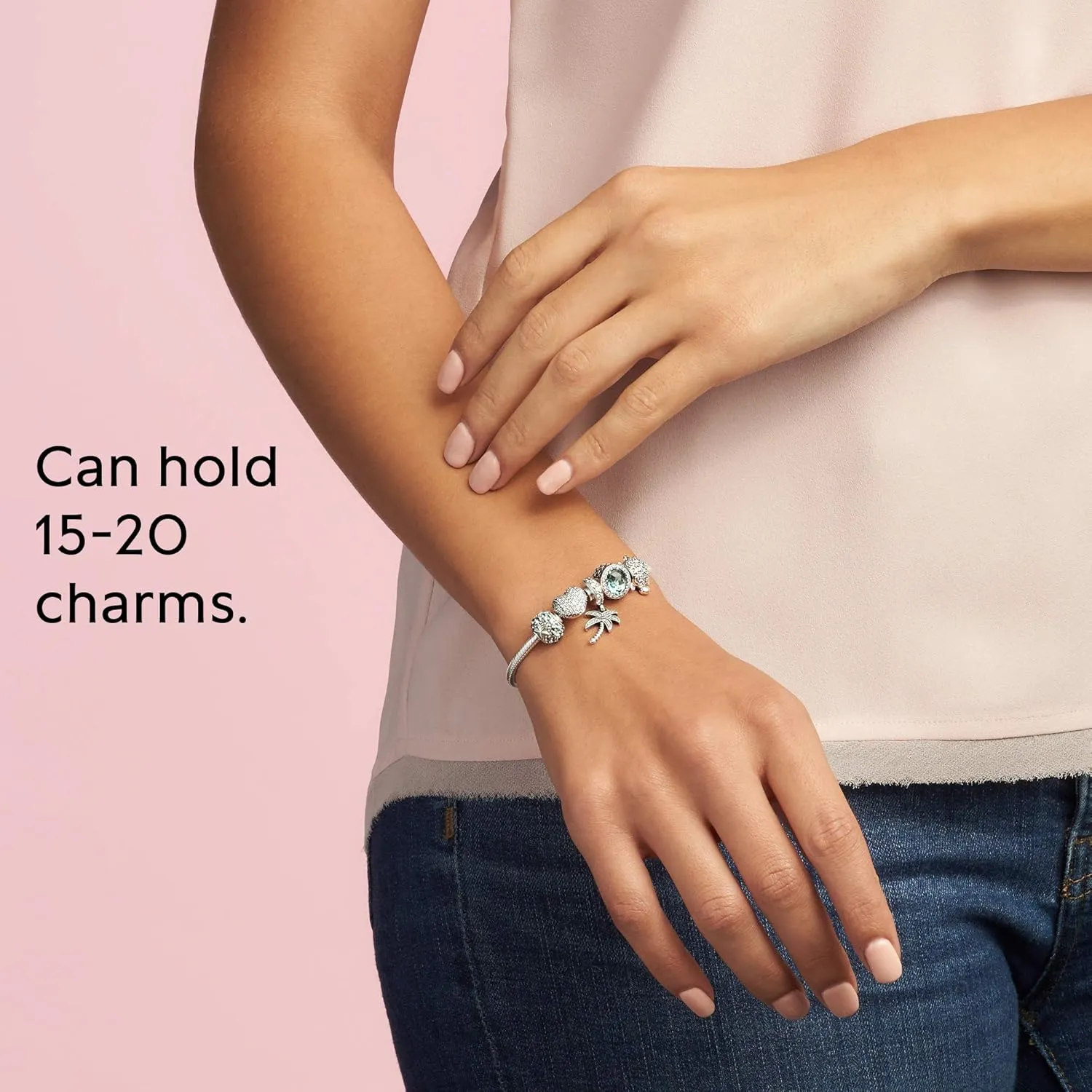 Pandora Moments Sparkling Heart Clasp Snake Chain Bracelet