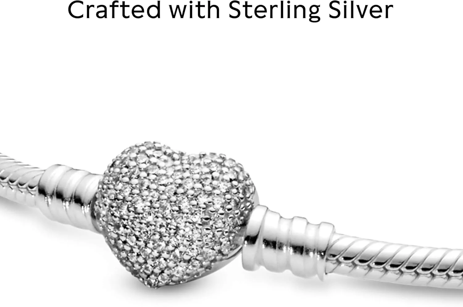 Pandora Moments Sparkling Heart Clasp Snake Chain Bracelet