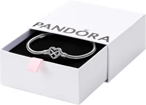 Pandora Moments Sparkling Infinity Heart Clasp Snake Chain Bracelet - Compatible Moments Charms - Gift for Her - Sterling Silver with Cubic Zirconia - With Gift Box