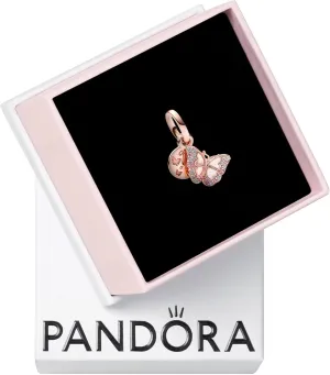 Pandora Pink Butterfly & Quote Double Dangle Charm Bracelet Charm Moments Bracelets - Stunning Women's Jewelry - Gift for Women - Made Rose, Enamel & Cubic Zirconia, No Gift Box