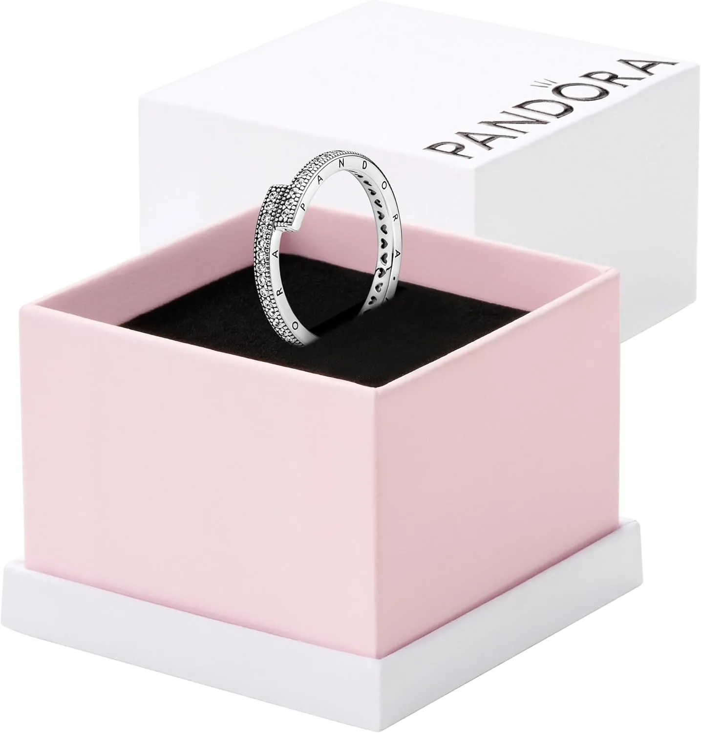 Pandora Sparkling Overlapping Ring - Layering or Stackable Ring for Women - Gift for Her - Sterling Silver with Clear Cubic Zirconia - With Gift Box