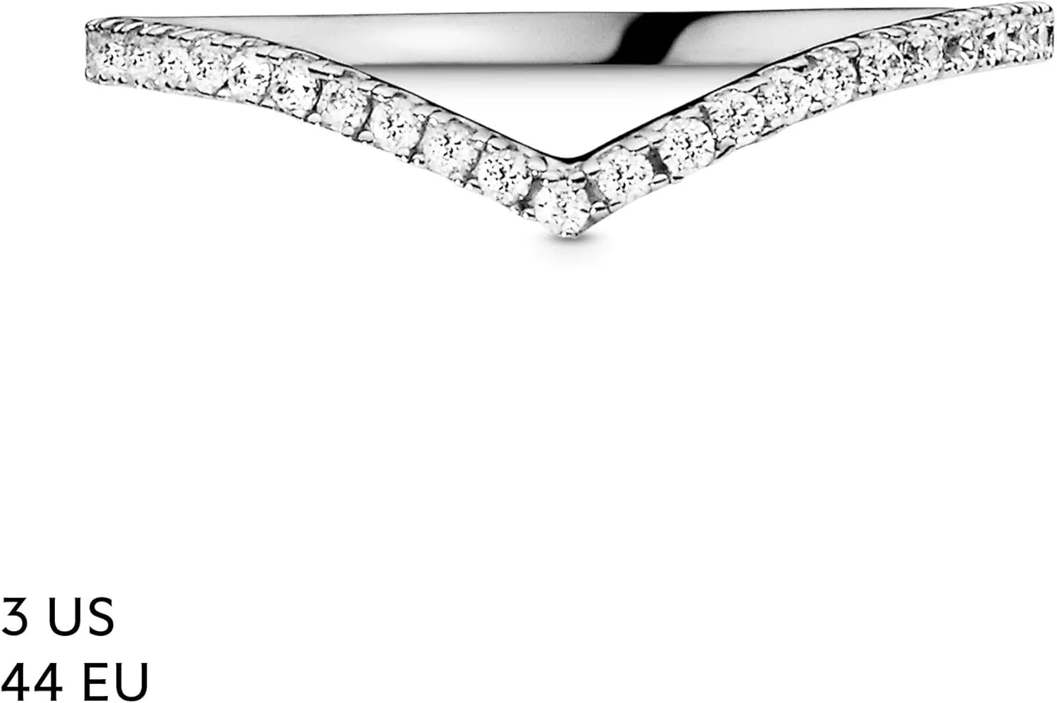 PANDORA Sparkling Wishbone Ring - Stackable Rose Gold Ring for Women - Gift for Her - With Gift Box