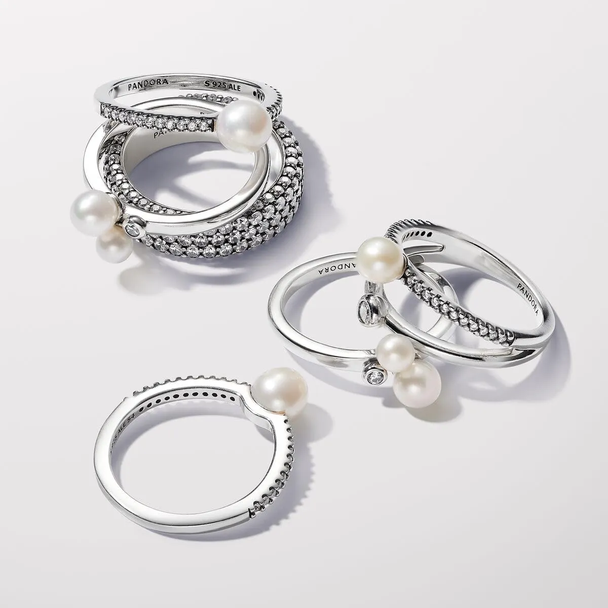 PANDORA Treated Freshwater Cultured Pearl & Pavé Ring - Gift for Her - Sterling Silver with Cubic Zirconia & Freshwater Pearl - With Gift Box
