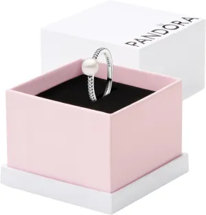 PANDORA Treated Freshwater Cultured Pearl & Pavé Ring - Gift for Her - Sterling Silver with Cubic Zirconia & Freshwater Pearl - With Gift Box