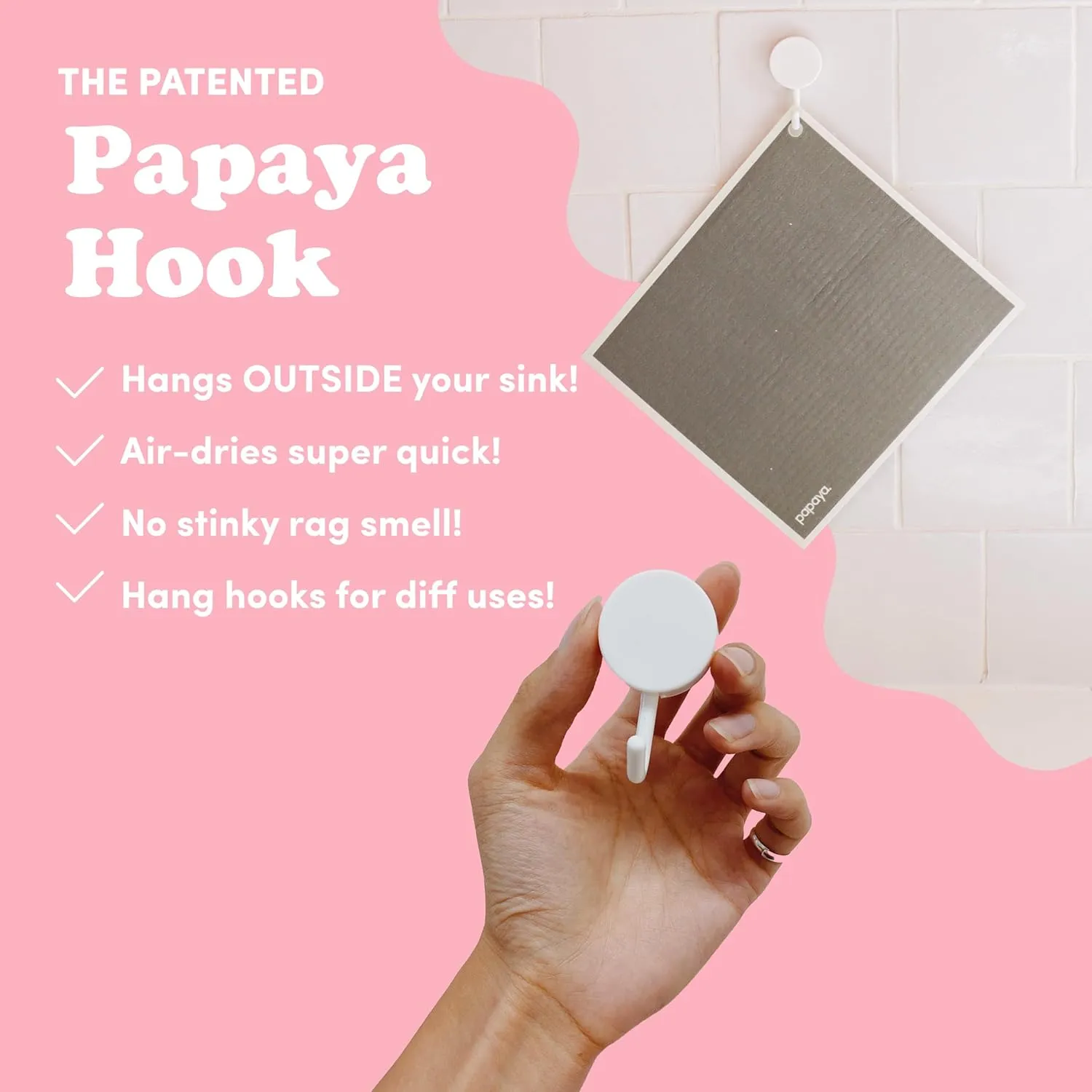 Papaya Reusable Paper Towels 2-Pack - 2 Sheets   1 Hooks, Quick Drying, No Odor, 1 Sheet Replaces 17 Rolls, Washable Kitchen Cloth, Sustainable Dish Sponge, Eco Friendly Gift