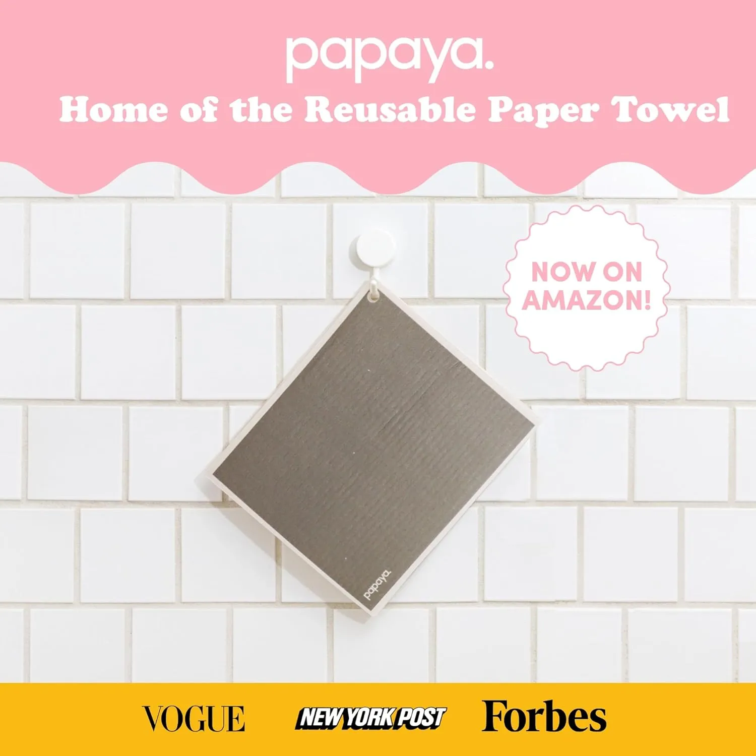 Papaya Reusable Paper Towels 2-Pack - 2 Sheets   1 Hooks, Quick Drying, No Odor, 1 Sheet Replaces 17 Rolls, Washable Kitchen Cloth, Sustainable Dish Sponge, Eco Friendly Gift