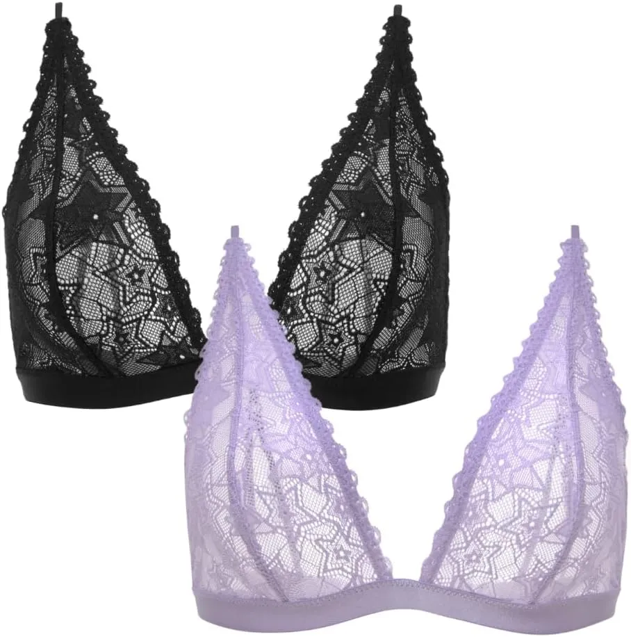 Parade womens Star Lace Plunge Bralette: Available in Multi Packs