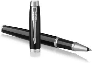 PARKER IM Rollerball Pen, Black Lacquer Chrome Trim with Fine Point Black Ink Refill, Gift Box (1931658)