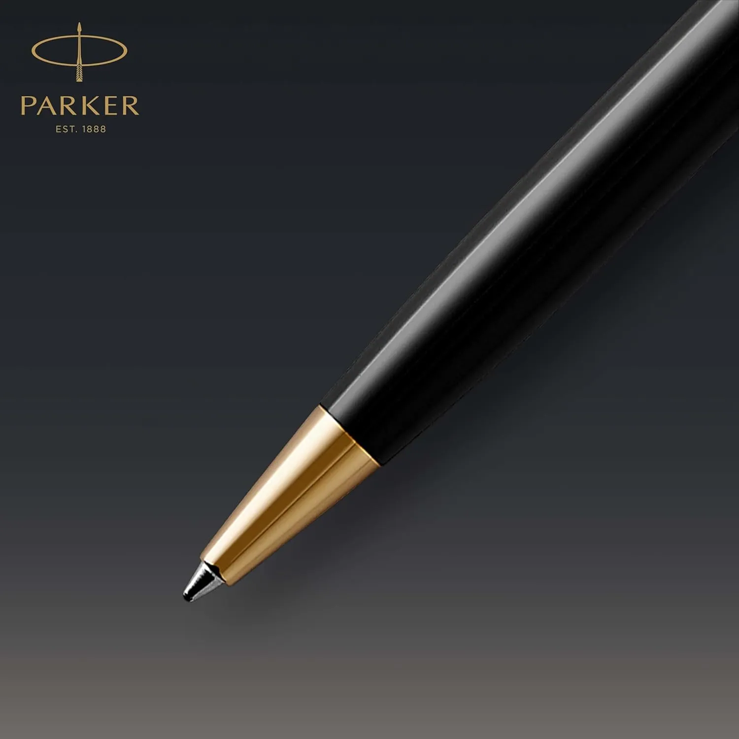 PARKER Sonnet Ballpoint Pen, Black Lacquer with Gold Trim, Medium Point Black Ink (1931497)