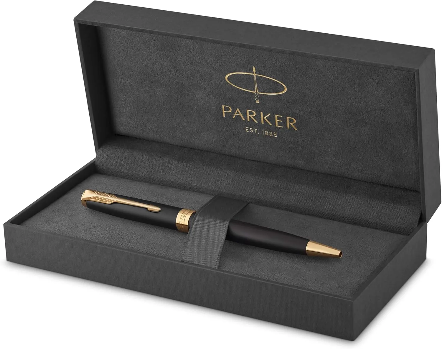 Parker Sonnet Ballpoint Pen | Matte Black Lacquer with Gold Trim | Medium Point Black Ink | Gift Box