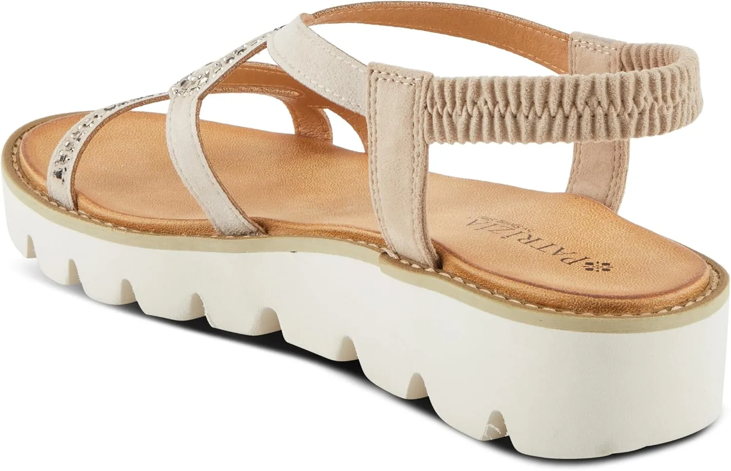 PATRIZIA Women's ZIGGED Zigzag Rhinestone Platform Stretch Back Sandals