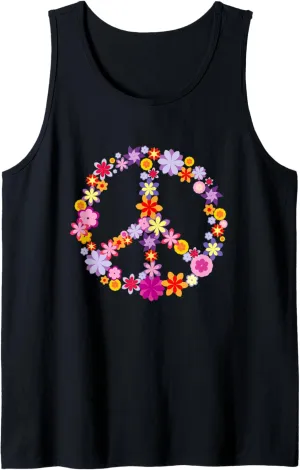 Peace Sign World Love 1970s 60s Clothing Groovy Hippy Trippy Tank Top