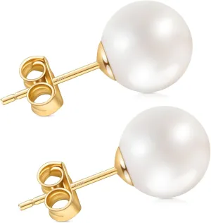 Pearl Stud Earrings for Women, Handpicked Freshwater Pearl Hypoallergenic Gold Vermail Sterling Silver Earring Studs