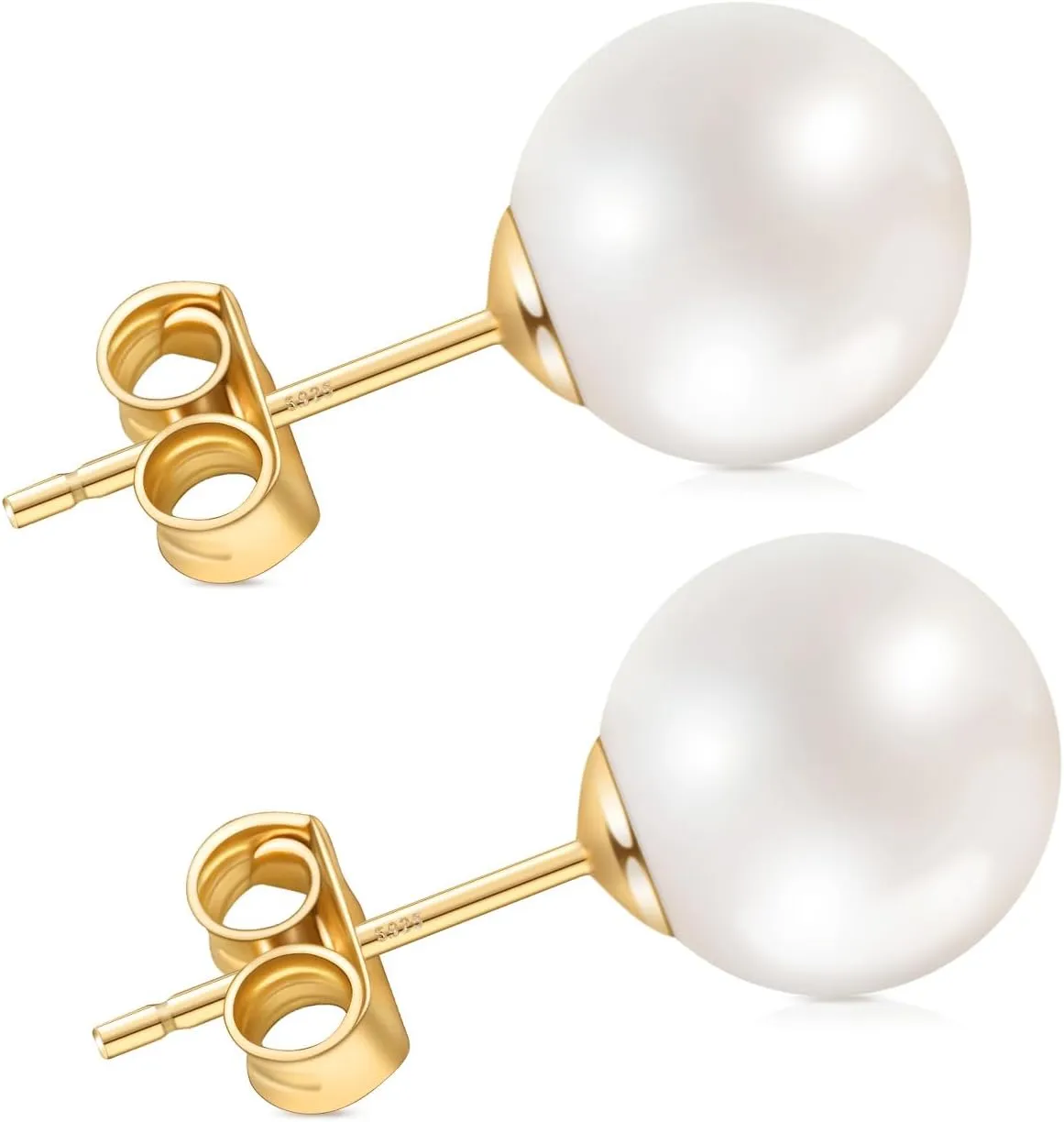 Pearl Stud Earrings for Women, Handpicked Freshwater Pearl Hypoallergenic Gold Vermail Sterling Silver Earring Studs