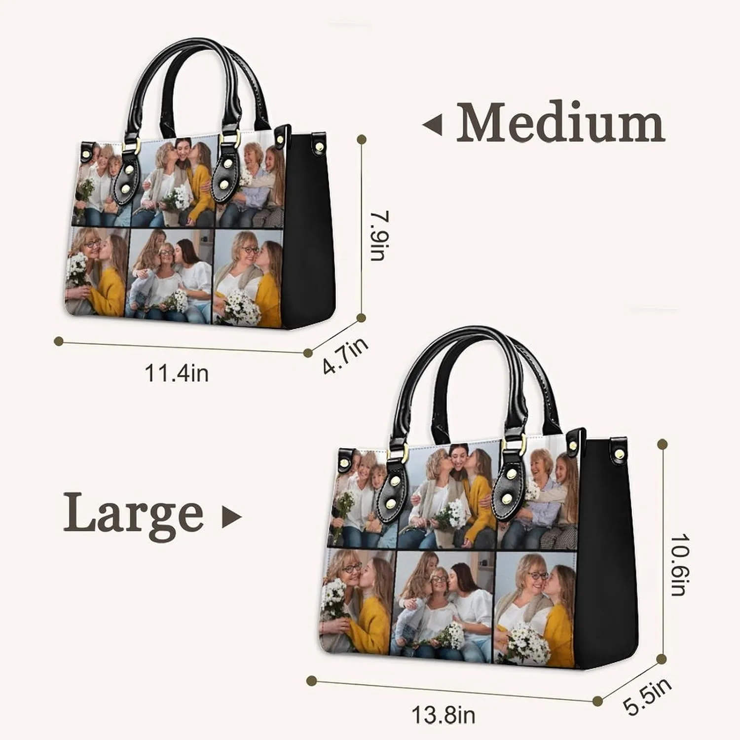 Personalized Handbag Gifts for Her - PU Leather Bags - Custom Women Tote Bag for Mother’s Day, Birthday, Wedding