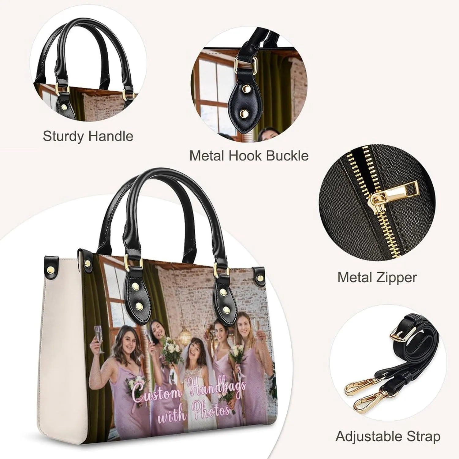 Personalized Handbag Gifts for Her - PU Leather Bags - Custom Women Tote Bag for Mother’s Day, Birthday, Wedding