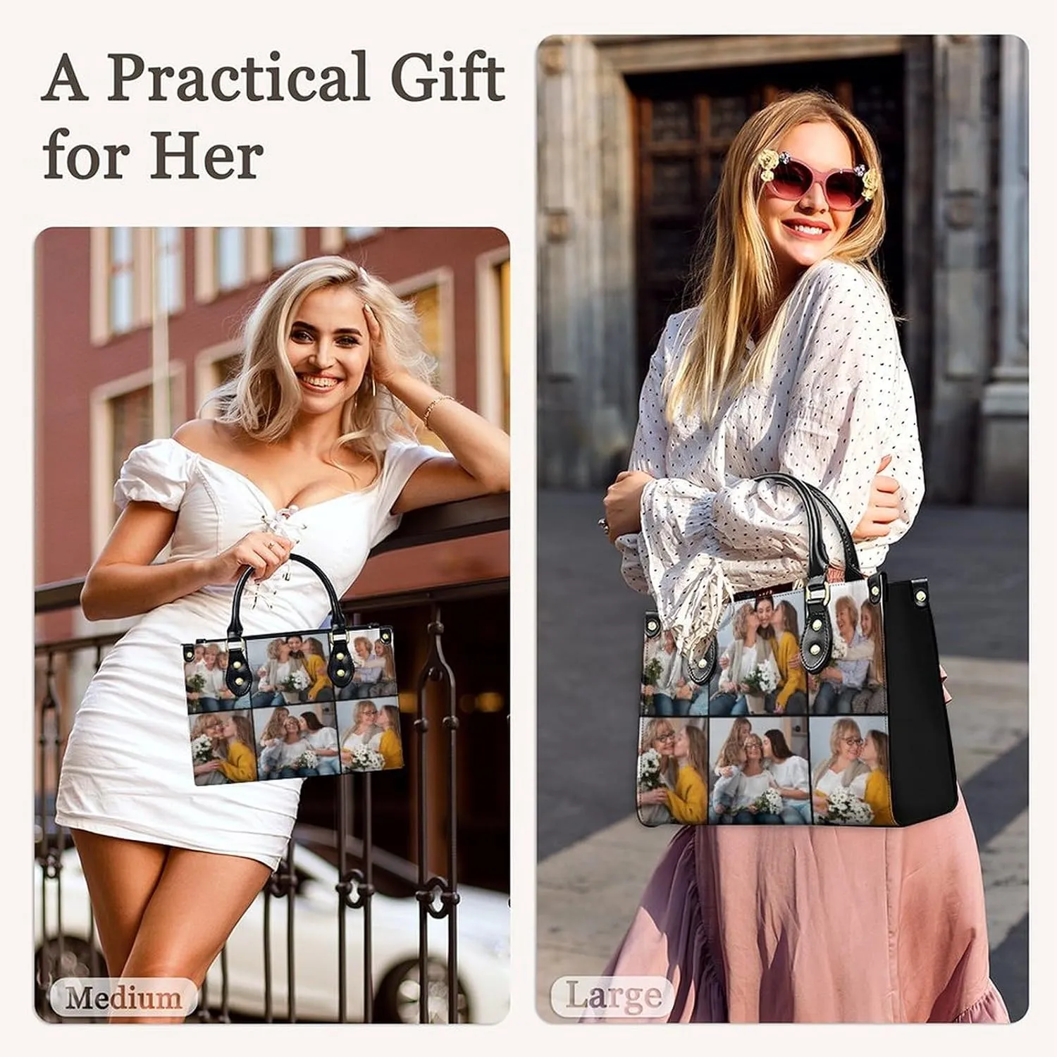 Personalized Handbag Gifts for Her - PU Leather Bags - Custom Women Tote Bag for Mother’s Day, Birthday, Wedding