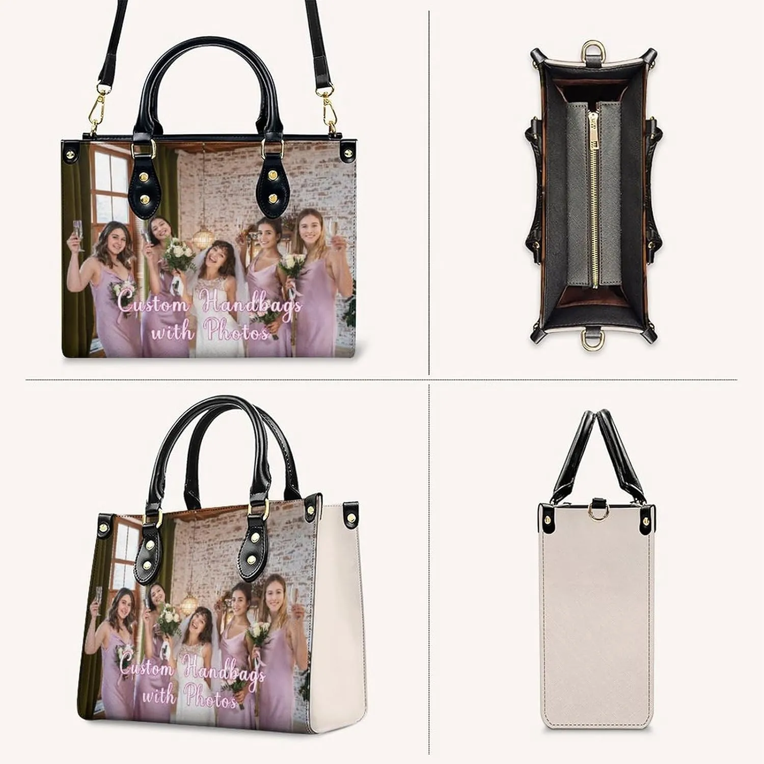 Personalized Handbag Gifts for Her - PU Leather Bags - Custom Women Tote Bag for Mother’s Day, Birthday, Wedding