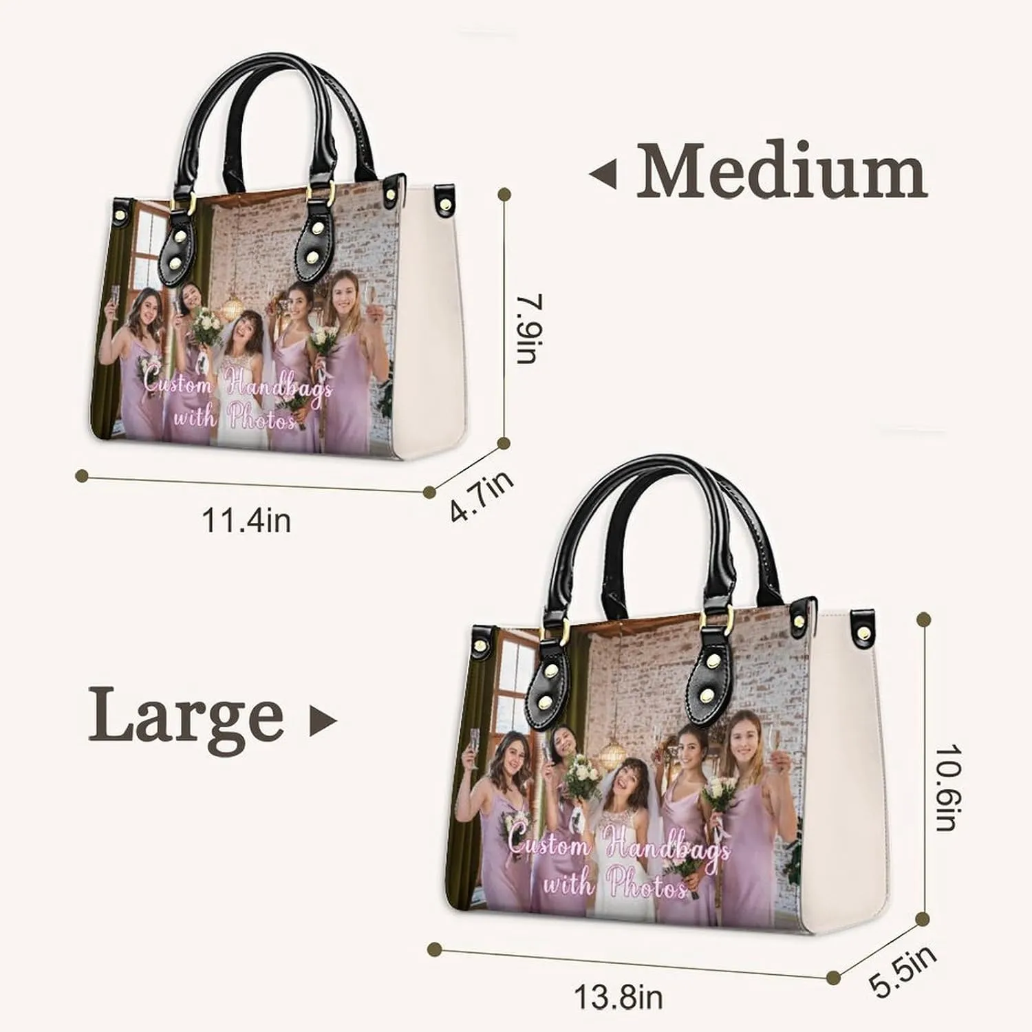 Personalized Handbag Gifts for Her - PU Leather Bags - Custom Women Tote Bag for Mother’s Day, Birthday, Wedding