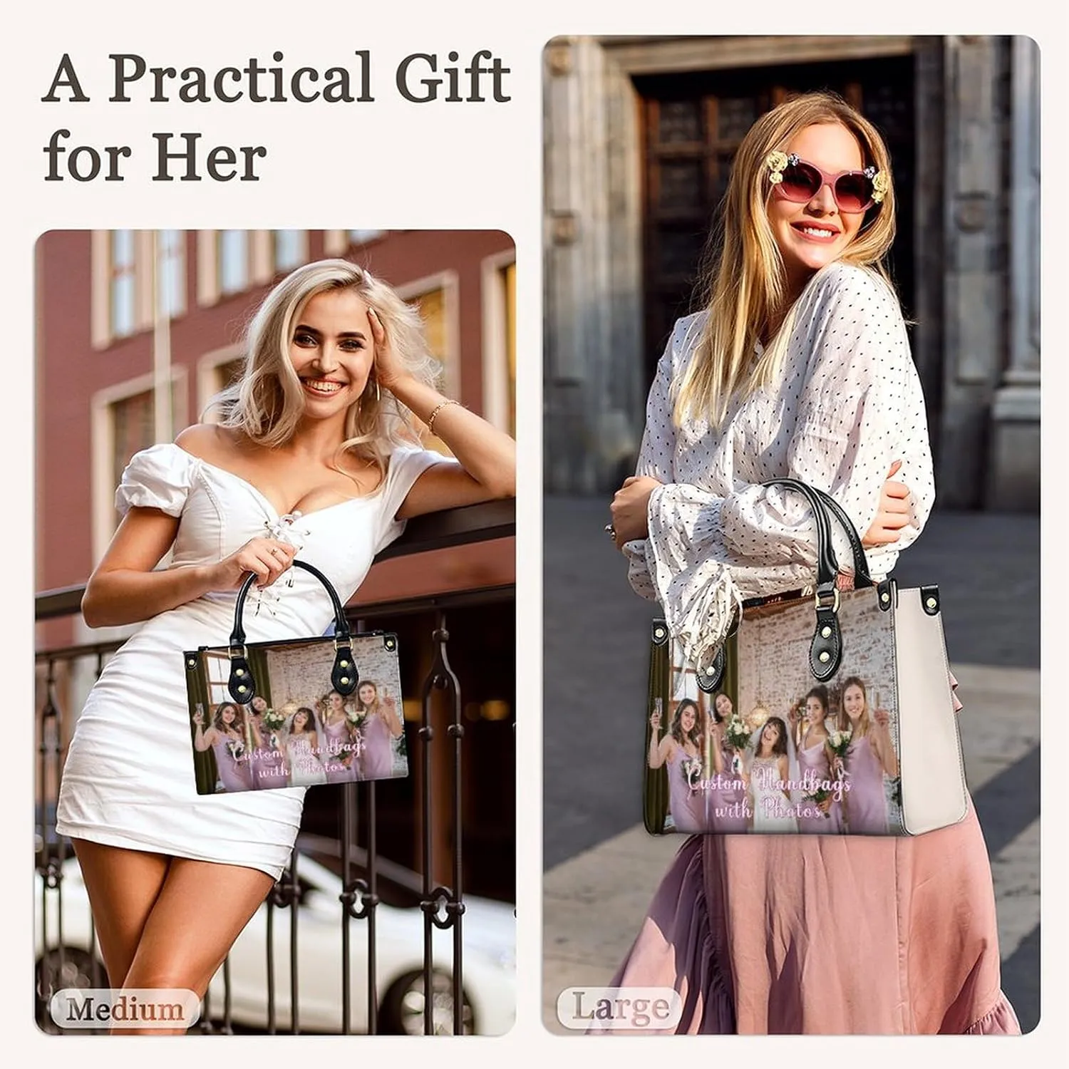 Personalized Handbag Gifts for Her - PU Leather Bags - Custom Women Tote Bag for Mother’s Day, Birthday, Wedding