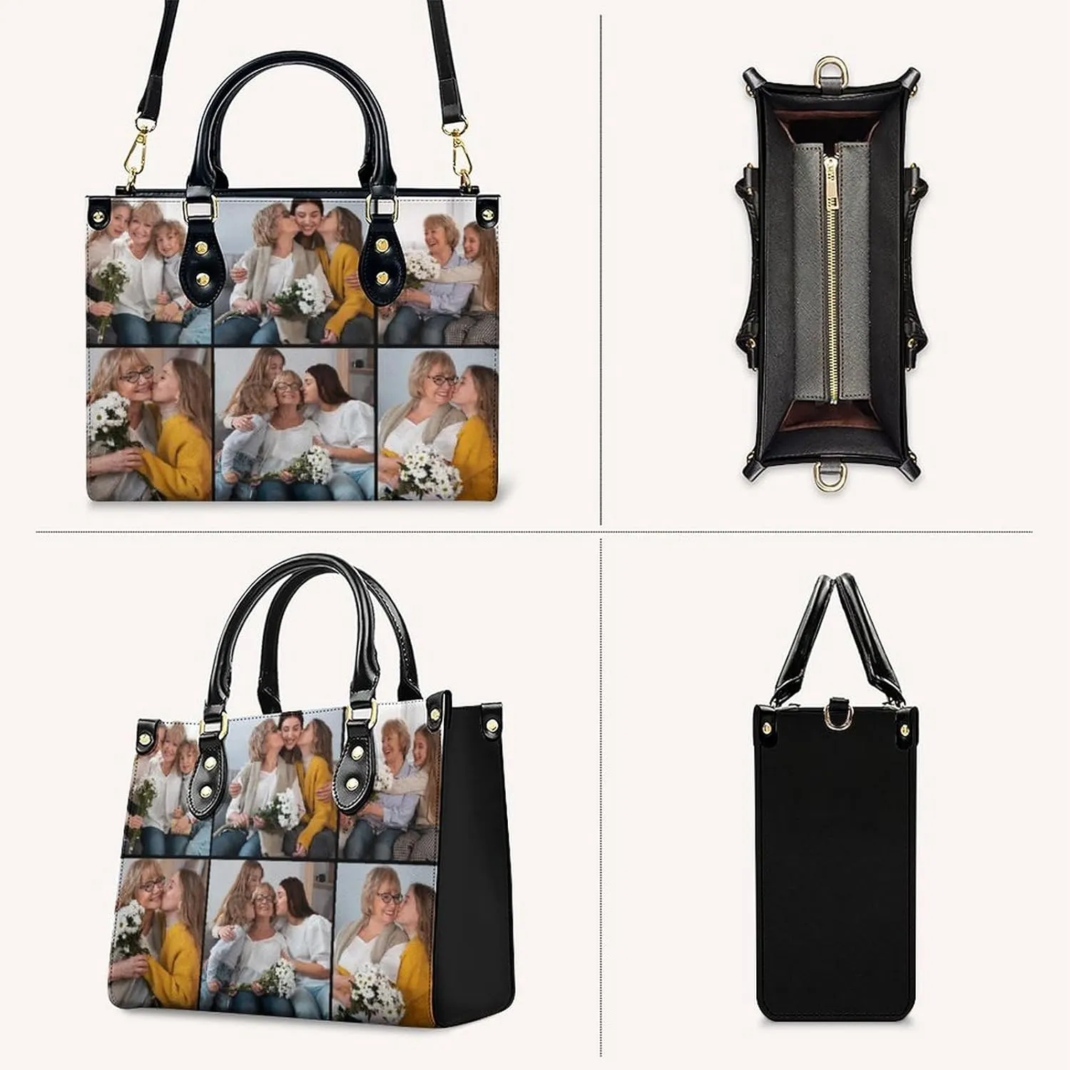 Personalized Handbag Gifts for Her - PU Leather Bags - Custom Women Tote Bag for Mother’s Day, Birthday, Wedding