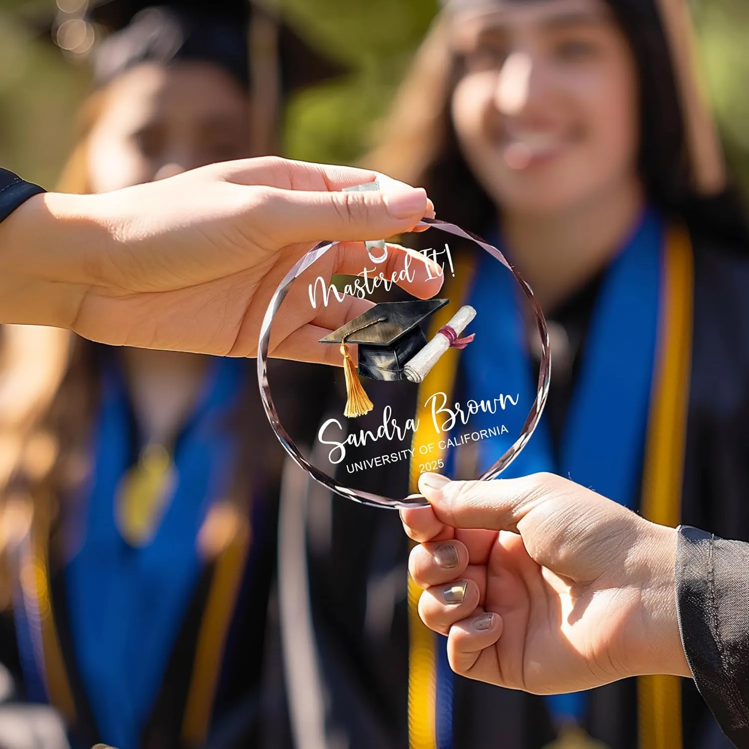 Personalized Mastered It Crystal Ornament – Customized Graduation Gift Her/Him, Class of 2025 Keepsake, High School College Graduate Glass Ornament, Custom Name & University Senior Year Decoration