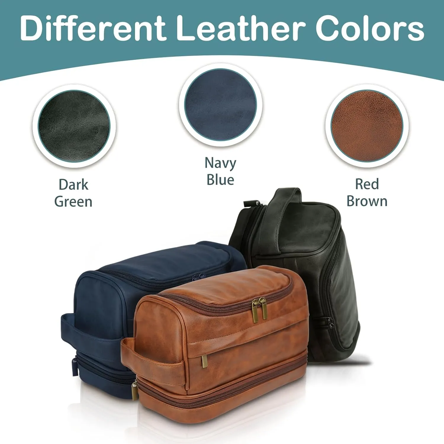 Personalized Toiletry Bag for Men, Custom Leather Travel Dopp Kit, Gifts for Him, Engraved with Pattern and Text, Gifts for Dad, Father, Husband, Boyfriend, Groomsmen, Traveler, Grandpa, Boys