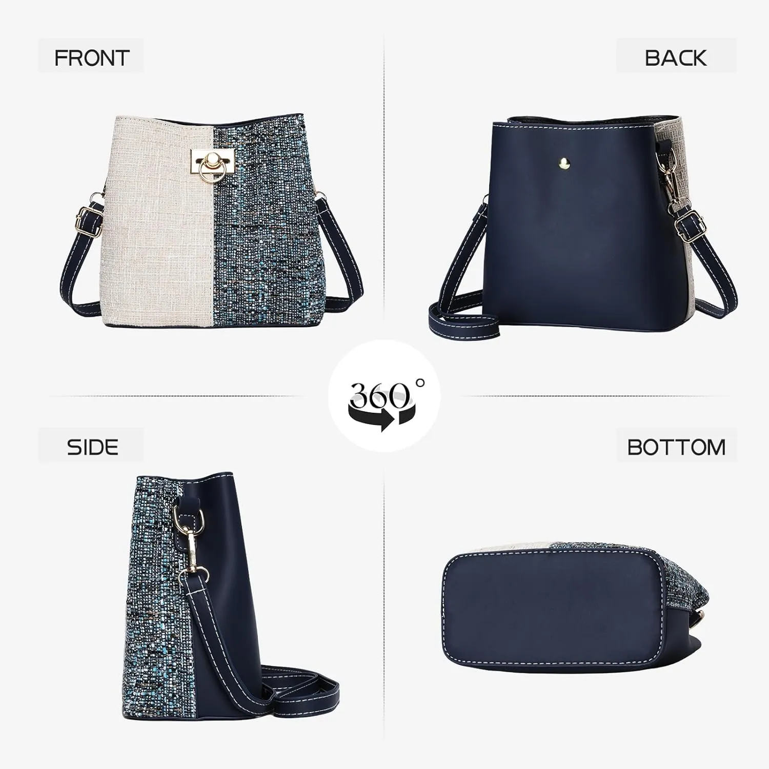 PINCNEL Small Crossbody Purses for Women, Shoulder Bag for Women, PU Leather Crossbody Bags Bucket Bag Handbags