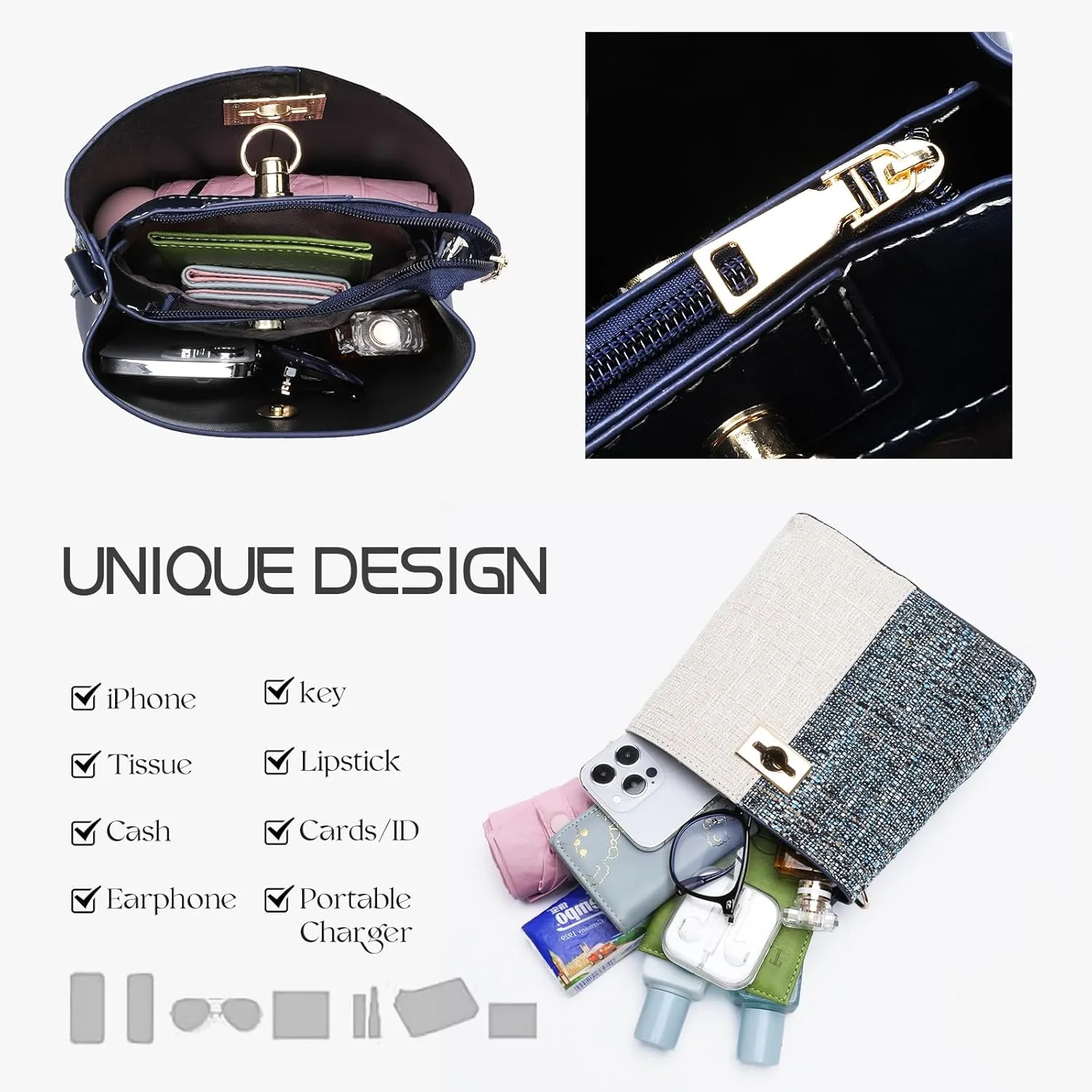 PINCNEL Small Crossbody Purses for Women, Shoulder Bag for Women, PU Leather Crossbody Bags Bucket Bag Handbags