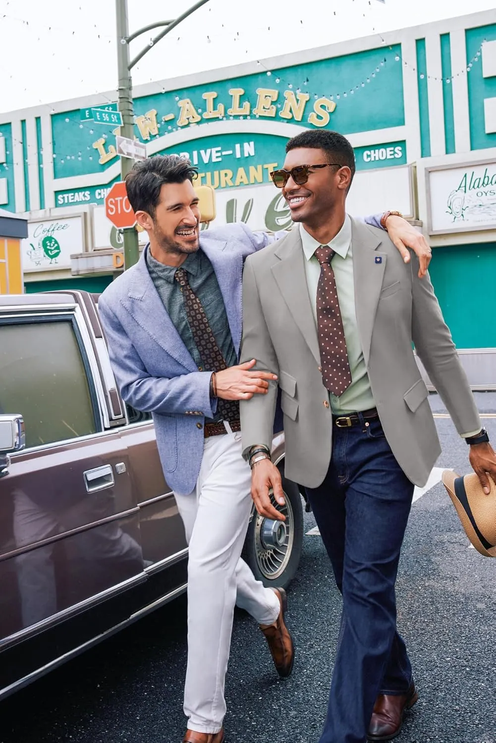 PJ PAUL JONES Men's Sport Coats and Blazers Linen Cotton Blazer Regular Fit 2 Buttons Suit Jacket with Removable Brooch