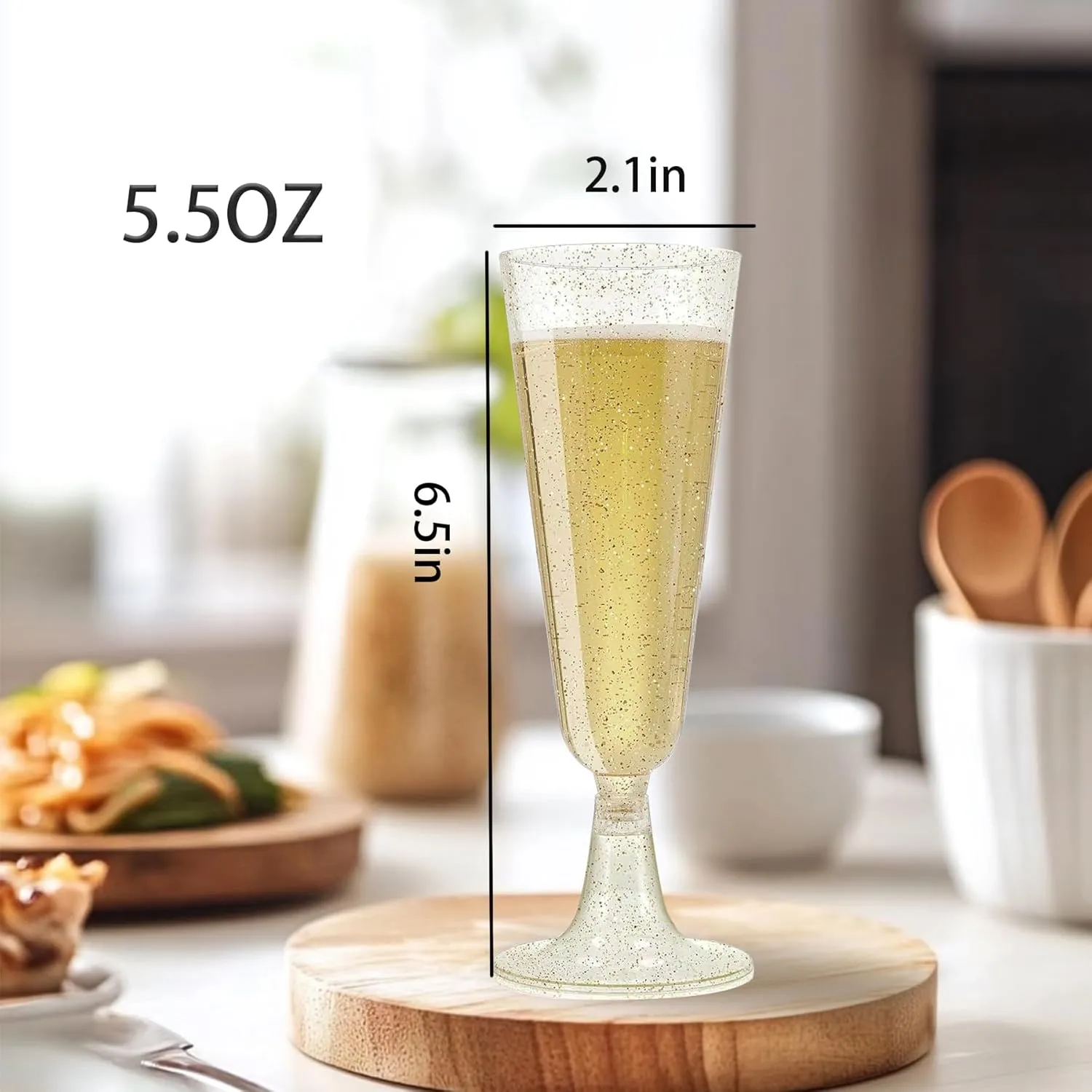 Plastic Champagne Flutes 20 Pack Disposable Champagne Glasses 5.5 Oz for Small Party Parties Wedding Toasts and New Year’s Eve - Elegant Bulk Gold Plastic Wine Flutes (Gold-20pcs)