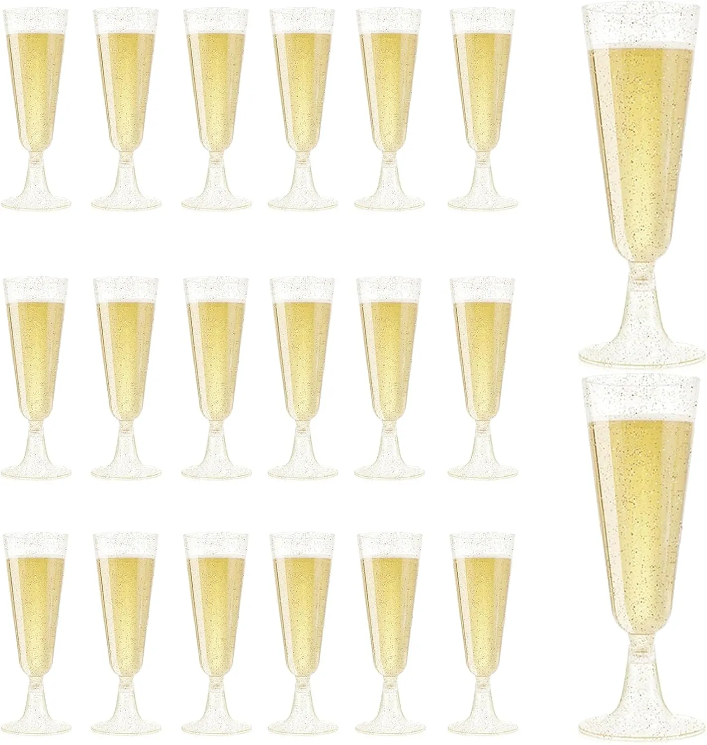 Plastic Champagne Flutes 20 Pack Disposable Champagne Glasses 5.5 Oz for Small Party Parties Wedding Toasts and New Year’s Eve - Elegant Bulk Gold Plastic Wine Flutes (Gold-20pcs)