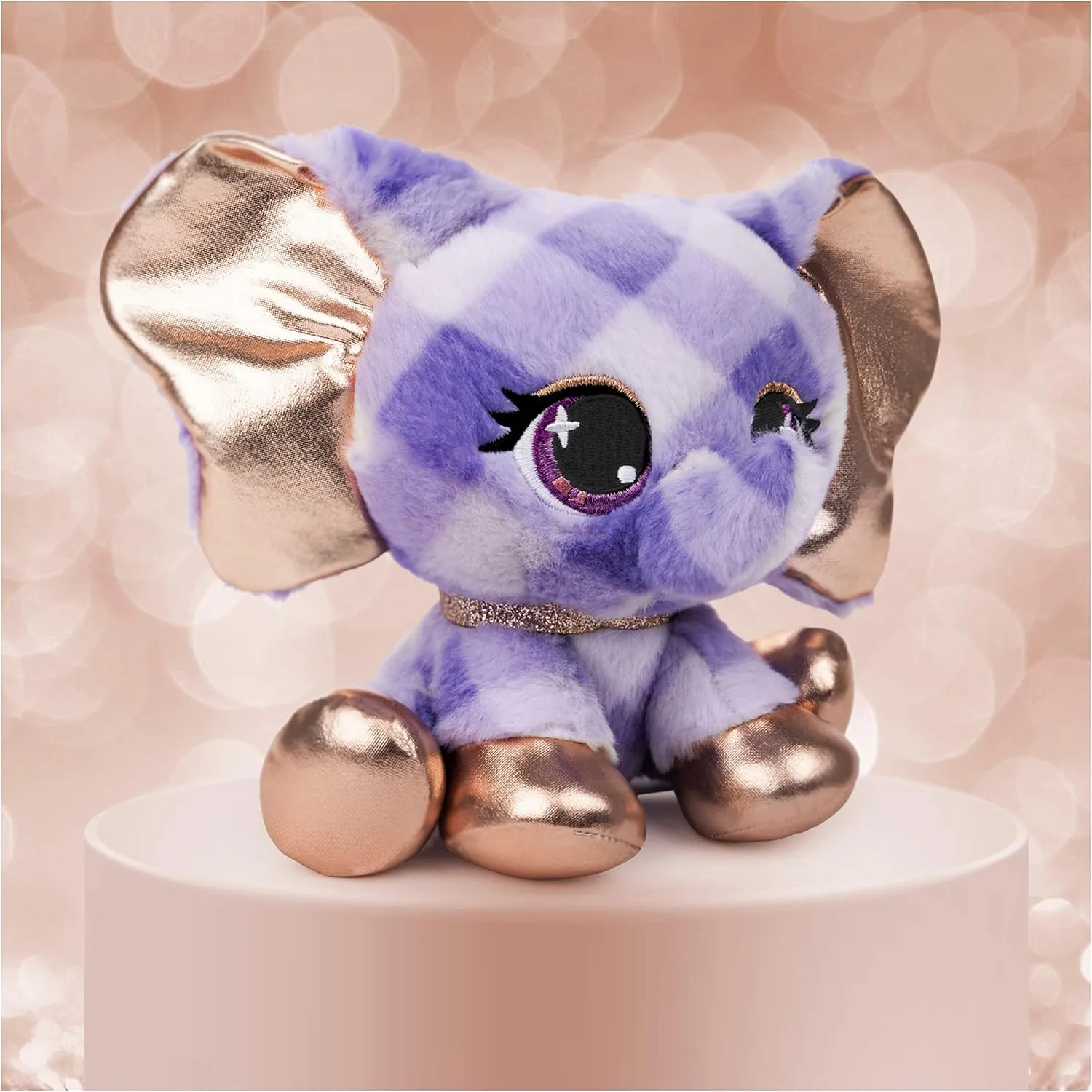P.Lushes Designer Fashion Pets Ella L’Phante Elephant Premium Stuffed Animal, Blue and Gold, 6”