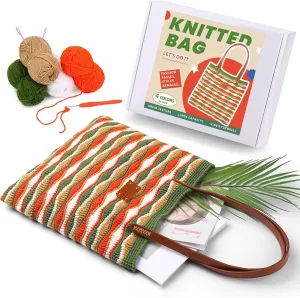 Pnytty Crochet Bag Kit for Beginners Adult Kit, Crochet Starter Kits- Shoulder Bag with Step-by-Step Video Tutorials, Yarn, Hook for Crafting Gift
