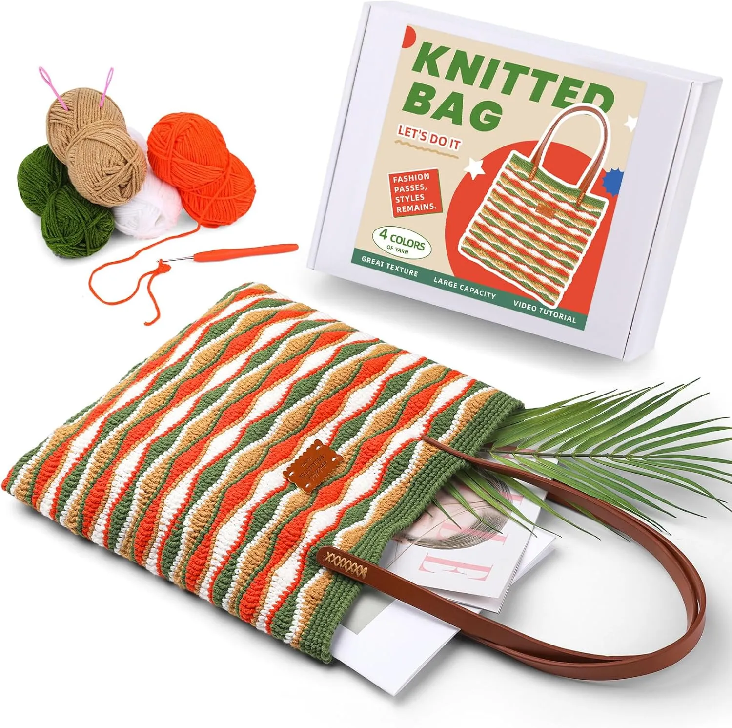 Pnytty Crochet Bag Kit for Beginners Adult Kit, Crochet Starter Kits- Shoulder Bag with Step-by-Step Video Tutorials, Yarn, Hook for Crafting Gift