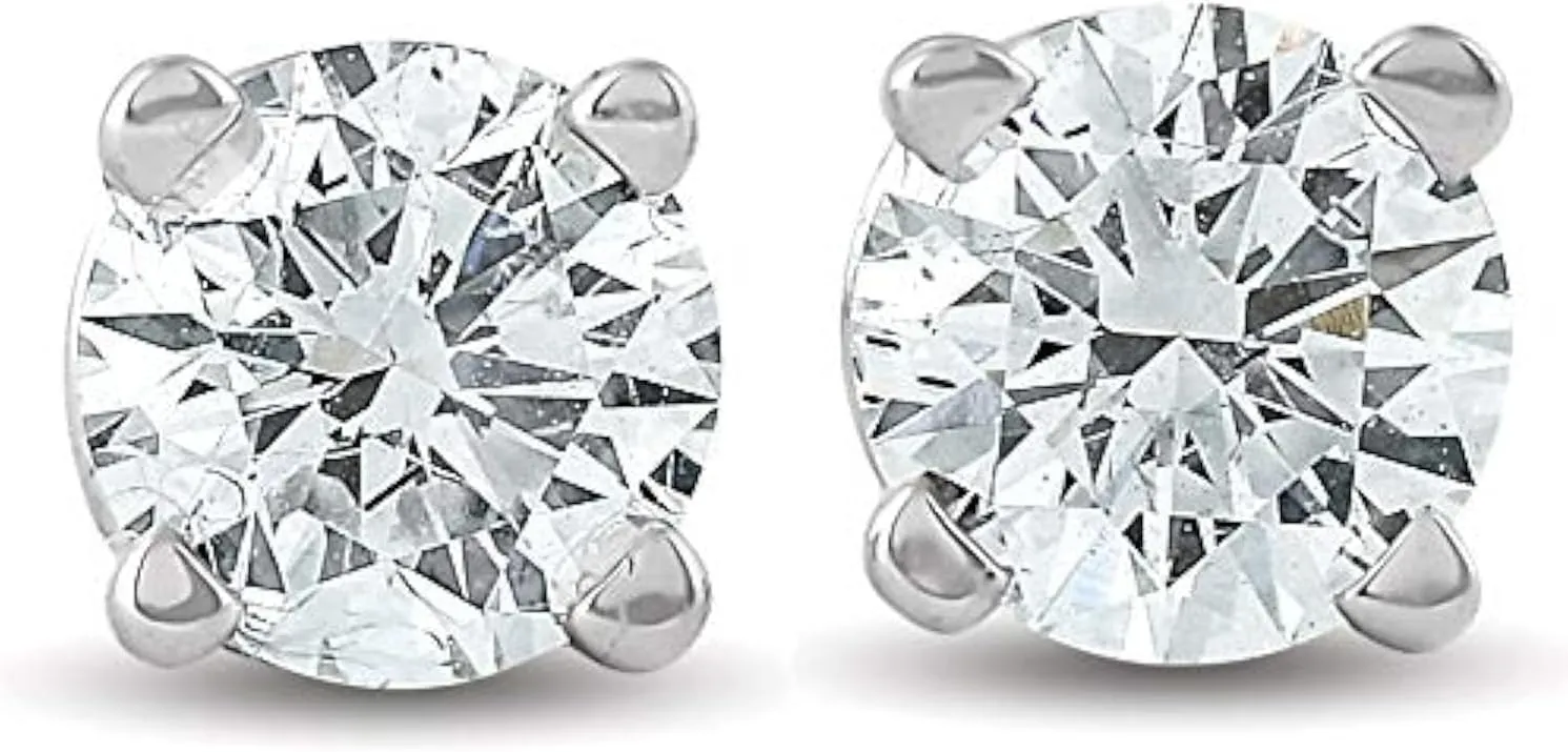 Pompeii 1/2Ct Round Brilliant Cut Diamond Stud Earrings in 14K Gold Classic
