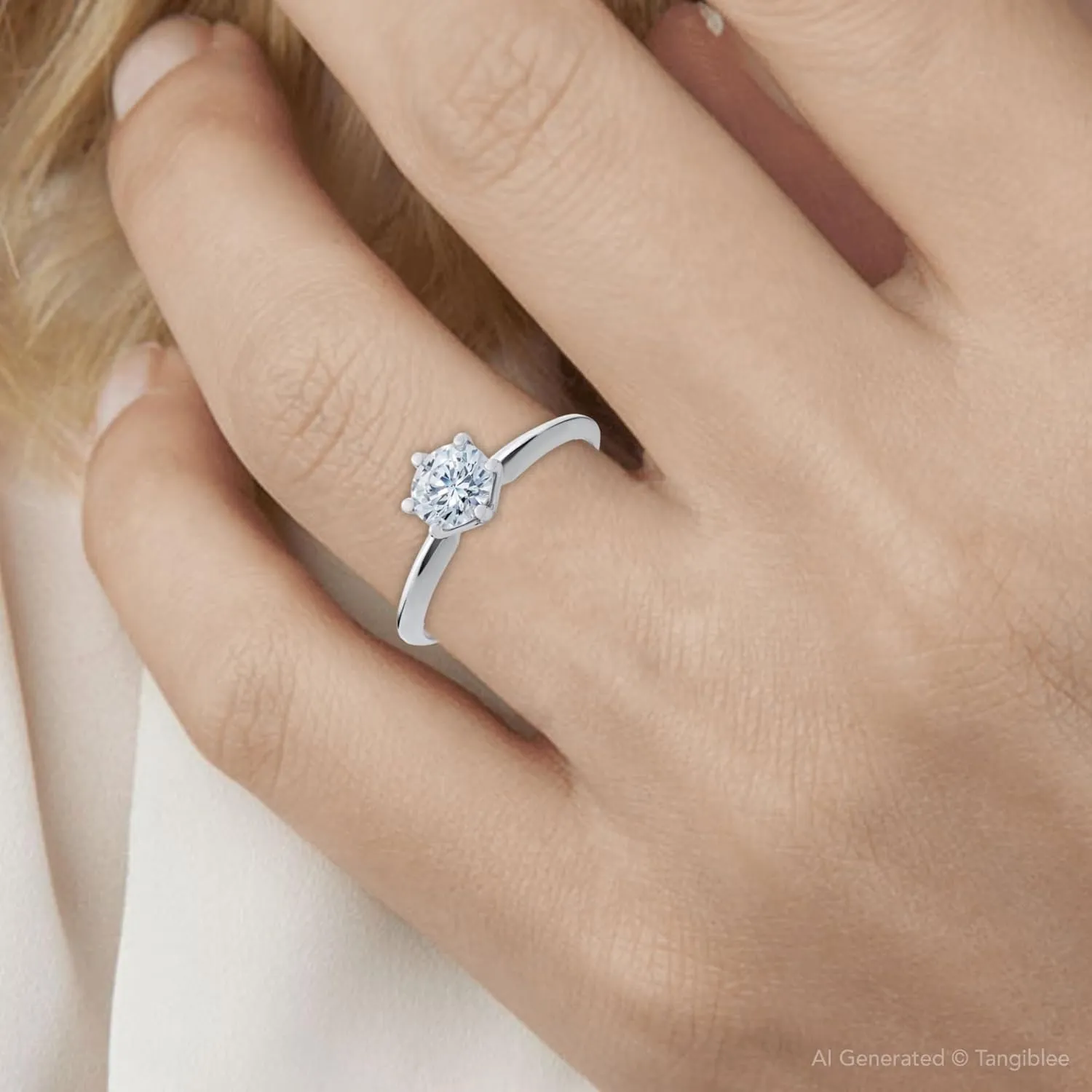 Pompeii 1/2ct Solitaire Diamond Engagement Ring 14K White Gold
