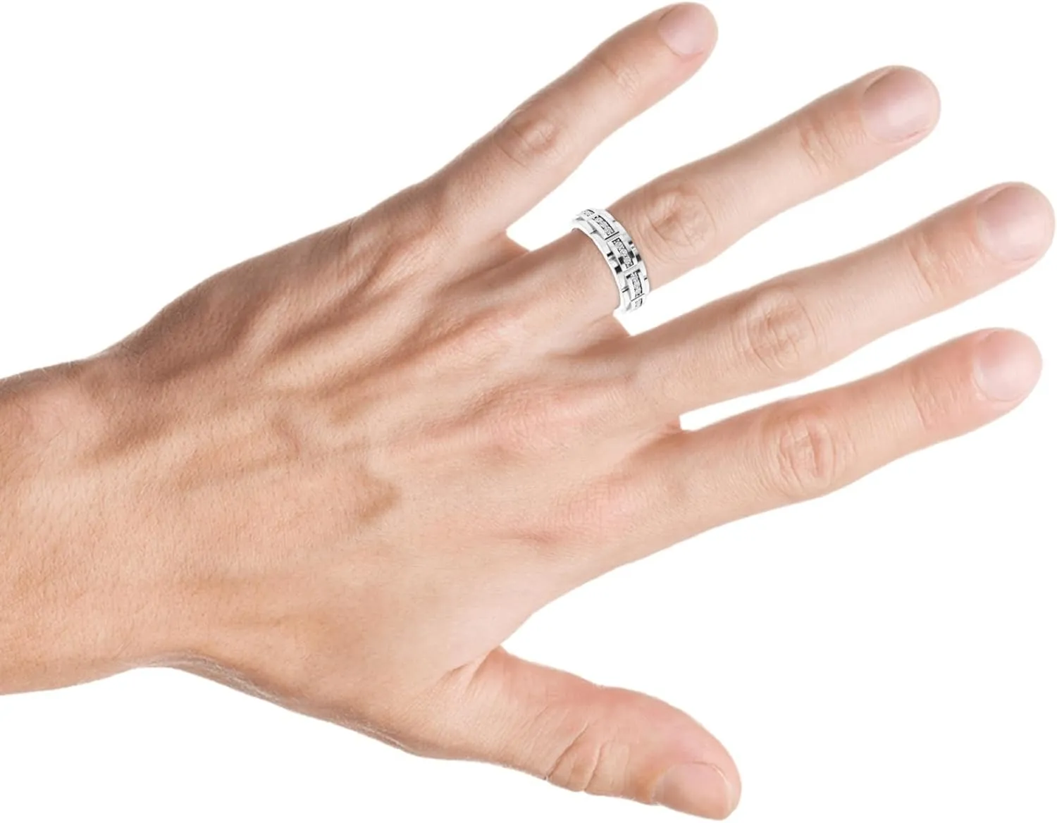 Pompeii 1/3 Ct Mens Lab Grown Diamond Wedding Ring White Gold Anniversary Band (((G-H)),VS)
