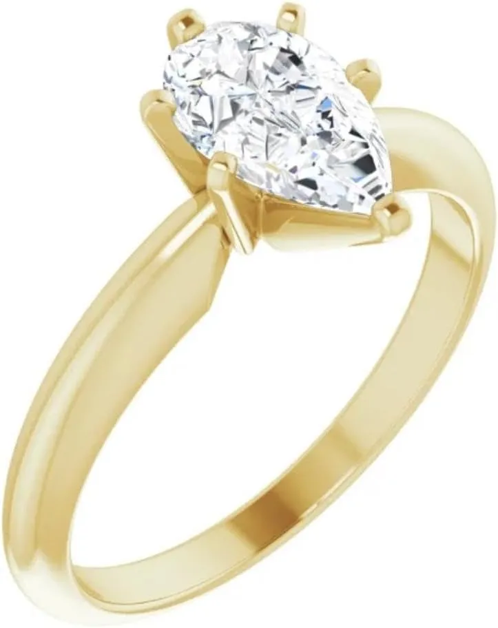 Pompeii 1/3Ct Solitaire Pear Shape Diamond Engagement Ring in 14k White or Yellow Gold
