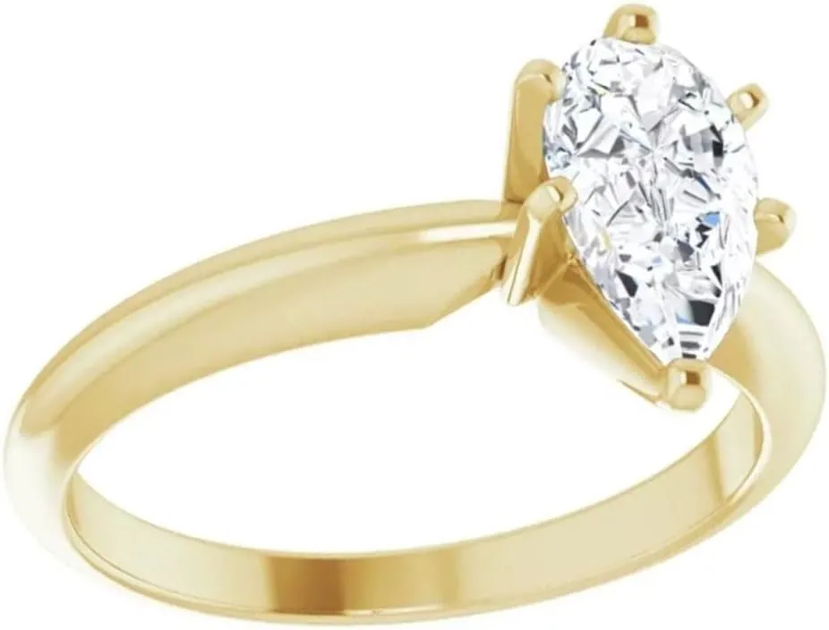 Pompeii 1/3Ct Solitaire Pear Shape Diamond Engagement Ring in 14k White or Yellow Gold