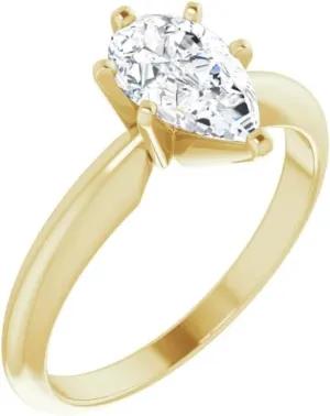 Pompeii 1/3Ct Solitaire Pear Shape Diamond Engagement Ring in 14k White or Yellow Gold